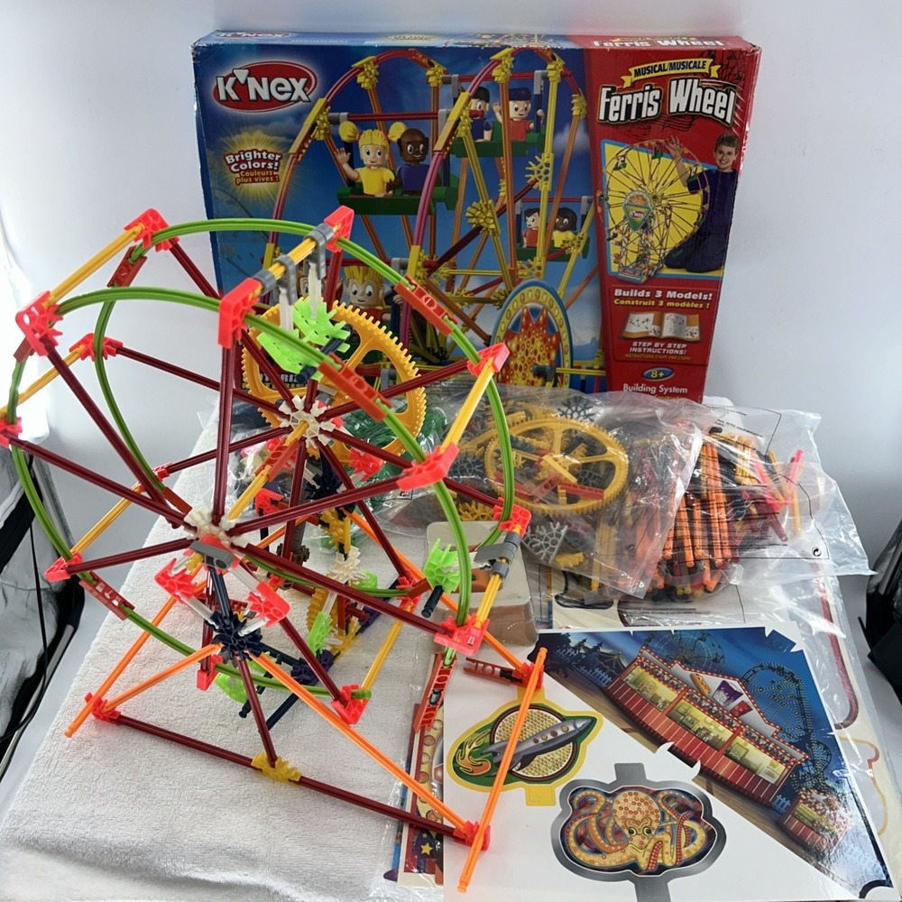 K'Nex Musical Ferris Wheel Complete Set!, Age 8+ 3 Models 523 Pieces Most Sealed